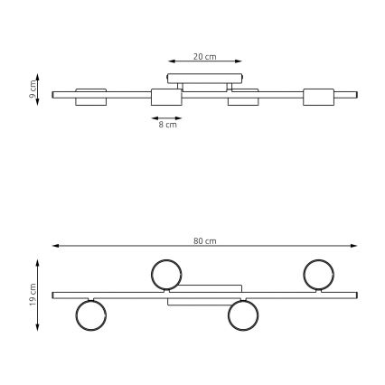 Плафон BET 4xGX53/12W/230V черен