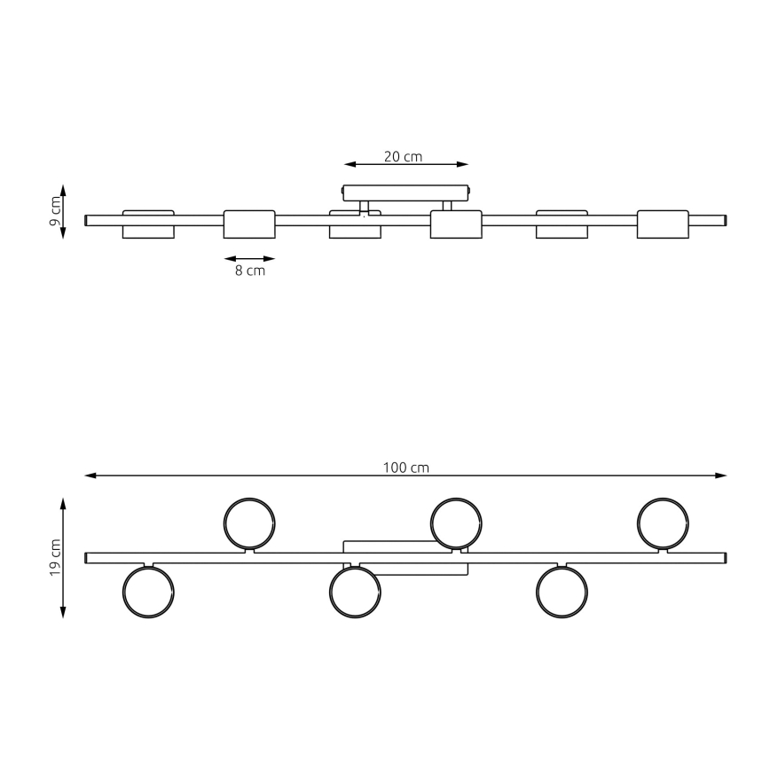 Плафон BET 6xGX53/12W/230V черен