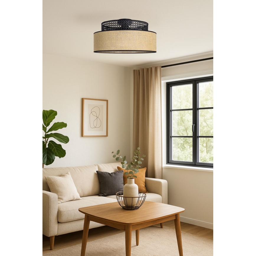Плафон BOHO 1xE27/60W/230V черен/ратан