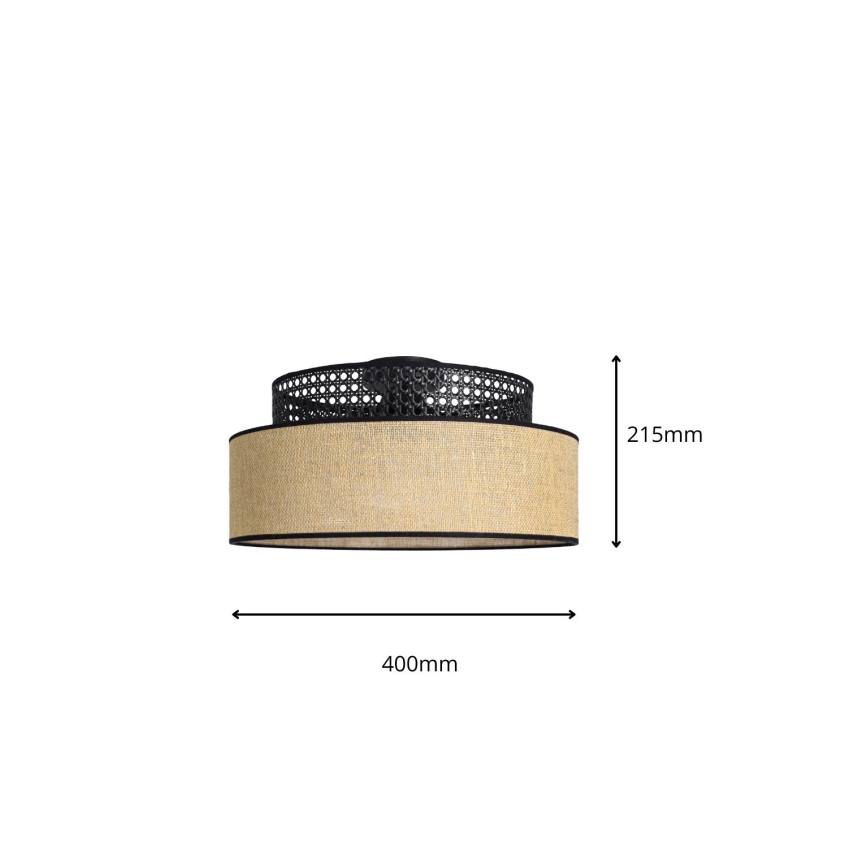 Плафон BOHO 1xE27/60W/230V черен/ратан
