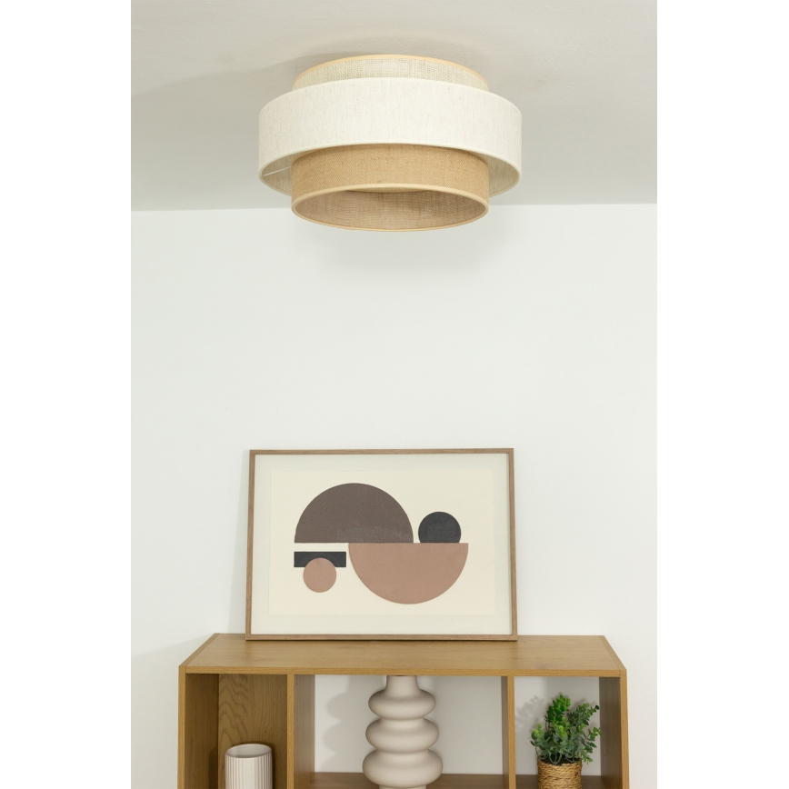 Плафон BOHO 1xE27/60W/230V Ø 40 см бял/джут