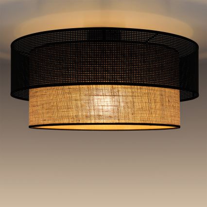Плафон BORHO 1xE27/60W/230V Ø 40 см черен/джут