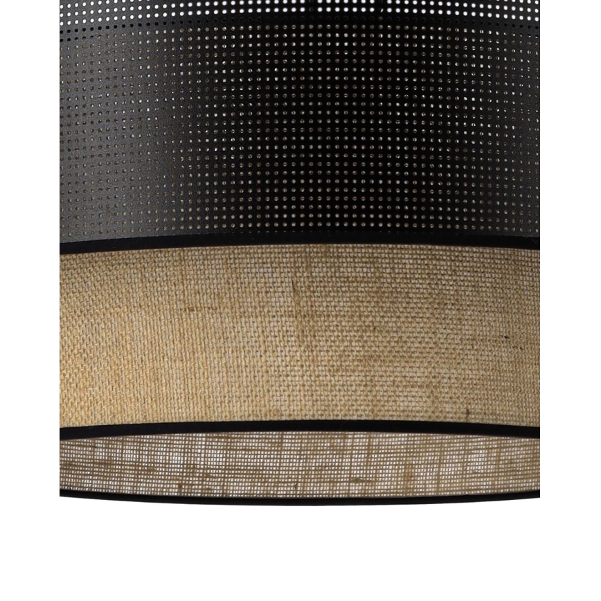 Плафон BORHO 1xE27/60W/230V Ø 40 см черен/джут