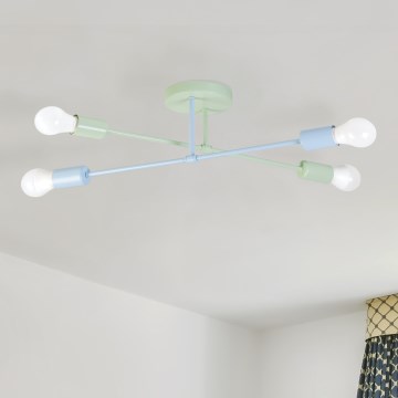 Плафон CAMBRIDGE 4xE27/15W/230V зелен/син