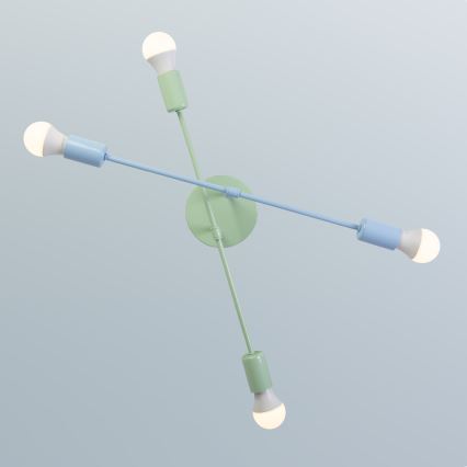 Плафон CAMBRIDGE 4xE27/15W/230V зелен/син