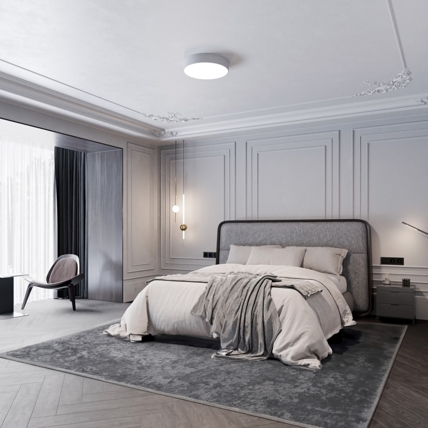 Плафон с датчик за движение и сумрак CLEO 3xE27/24W/230V Ø 40 см, сив