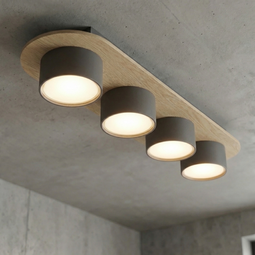 Плафон DIAZ 4xGX53/12W/230V черен/кафяв