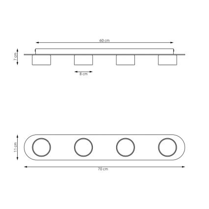 Плафон DIAZ 4xGX53/12W/230V черен/кафяв