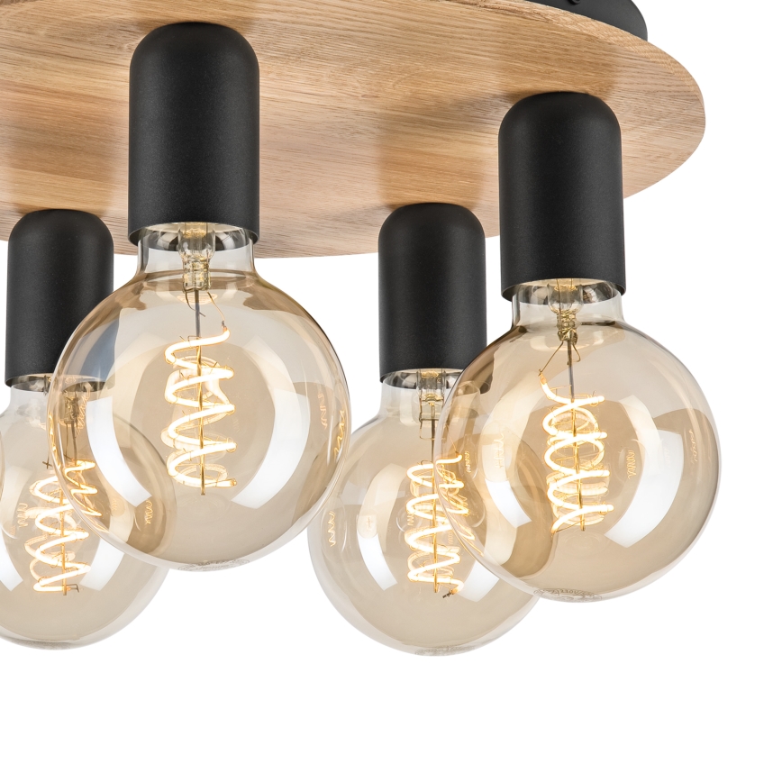 Плафон DUSTY 5xE27/15W/230V Ø 34 см дъб/черен