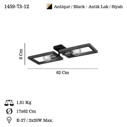 Плафон ERA 2xE27/40W/230V кафяв