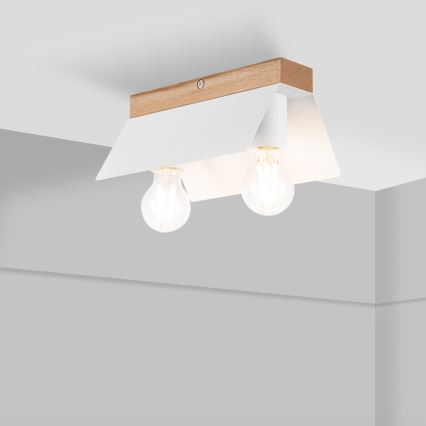 Плафон ESME 2xE27/15W/230V бял/дъб