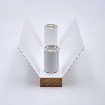 Плафон ESME 2xE27/15W/230V бял/дъб