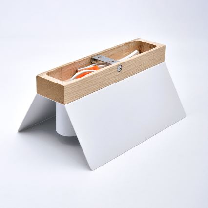 Плафон ESME 2xE27/15W/230V бял/дъб