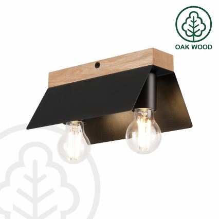 Плафон ESME 2xE27/15W/230V черен/дъб