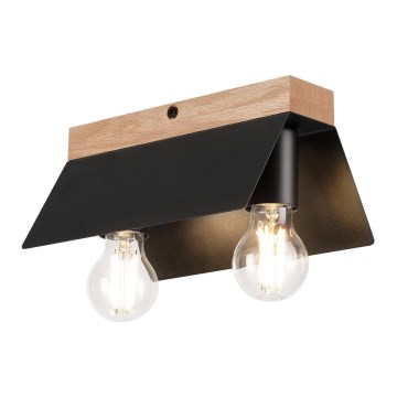 Плафон ESME 2xE27/15W/230V черен/дъб