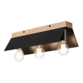Плафон ESME 3xE27/15W/230V черен/дъб