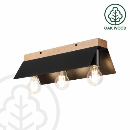 Плафон ESME 3xE27/15W/230V черен/дъб