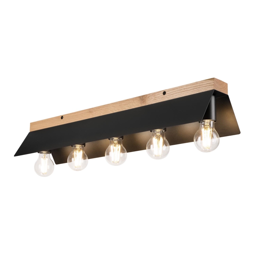 Плафон ESME 5xE27/15W/230V черен/дъб