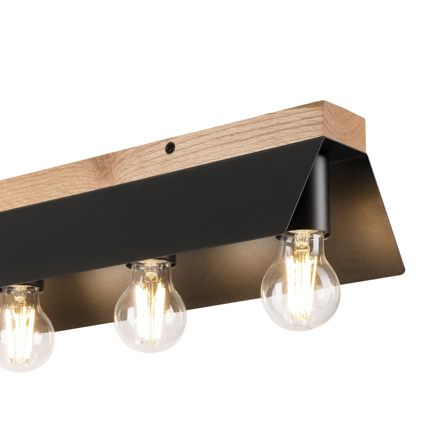 Плафон ESME 5xE27/15W/230V черен/дъб