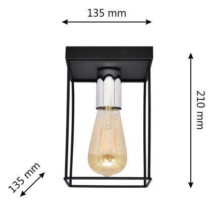 Плафон FINN 1xE27/15W/230V черен/лъскав хром