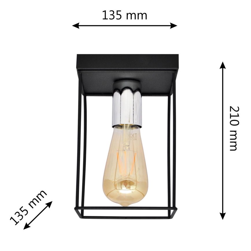 Плафон FINN 1xE27/15W/230V черен/лъскав хром