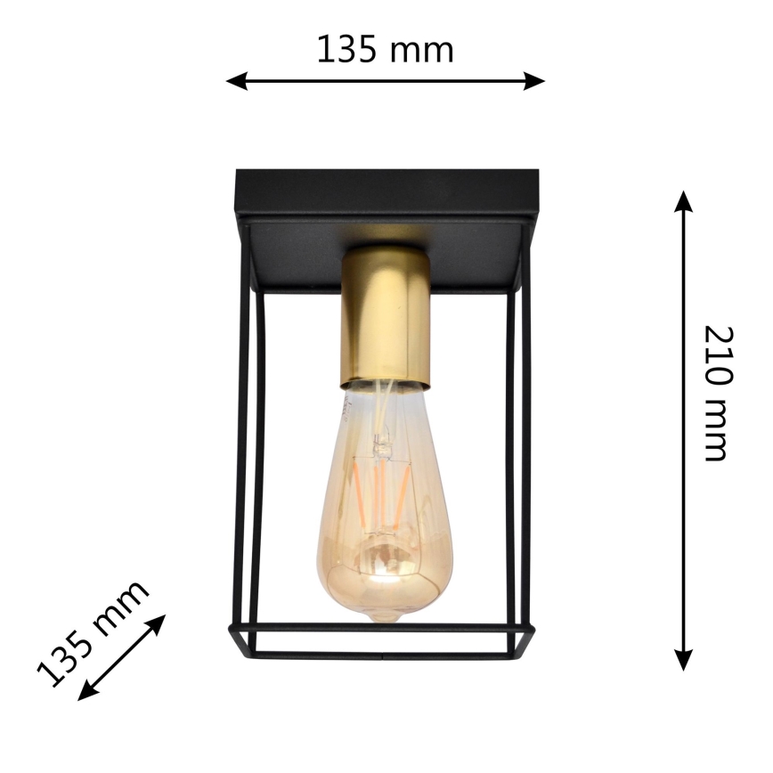 Плафон FINN 1xE27/15W/230V черен/златист