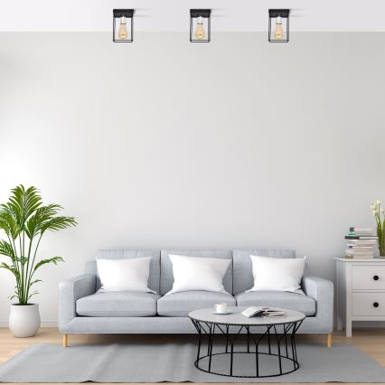 Плафон FINN 1xE27/15W/230V черен/лъскав хром