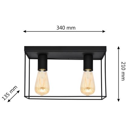 Плафон FINN 2xE27/15W/230V черен