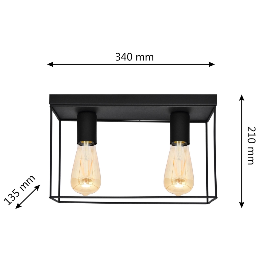 Плафон FINN 2xE27/15W/230V черен
