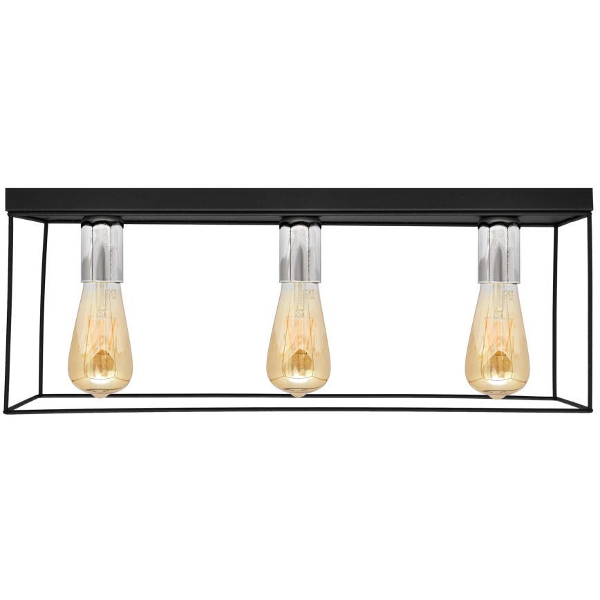 Плафон FINN 3xE27/15W/230V черен/лъскав хром