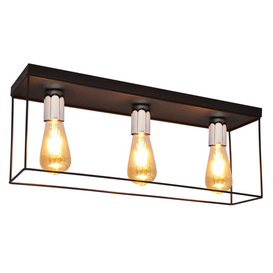 Плафон FINN 3xE27/15W/230V черен/лъскав хром