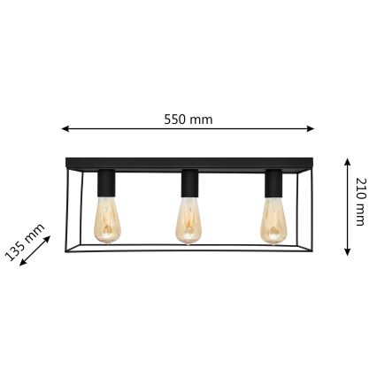 Плафон FINN 3xE27/15W/230V черен