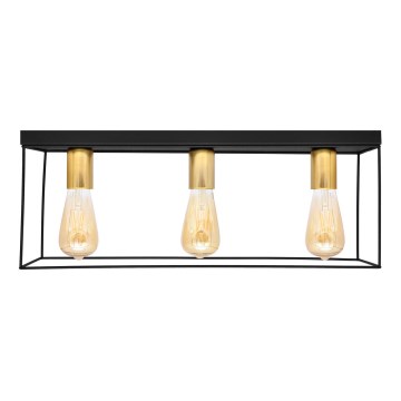 Плафон FINN 3xE27/15W/230V черен/златист