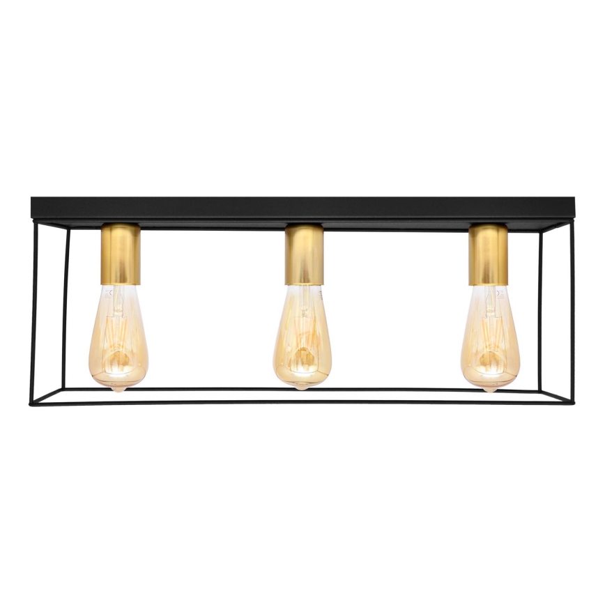 Плафон FINN 3xE27/15W/230V черен/златист