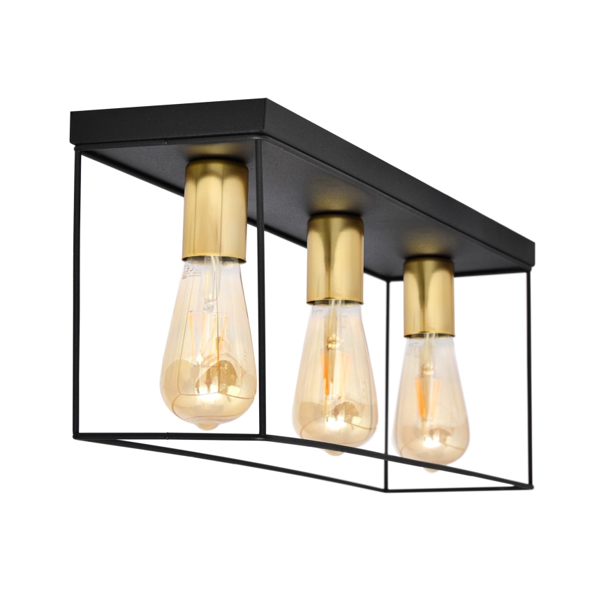 Плафон FINN 3xE27/15W/230V черен/златист