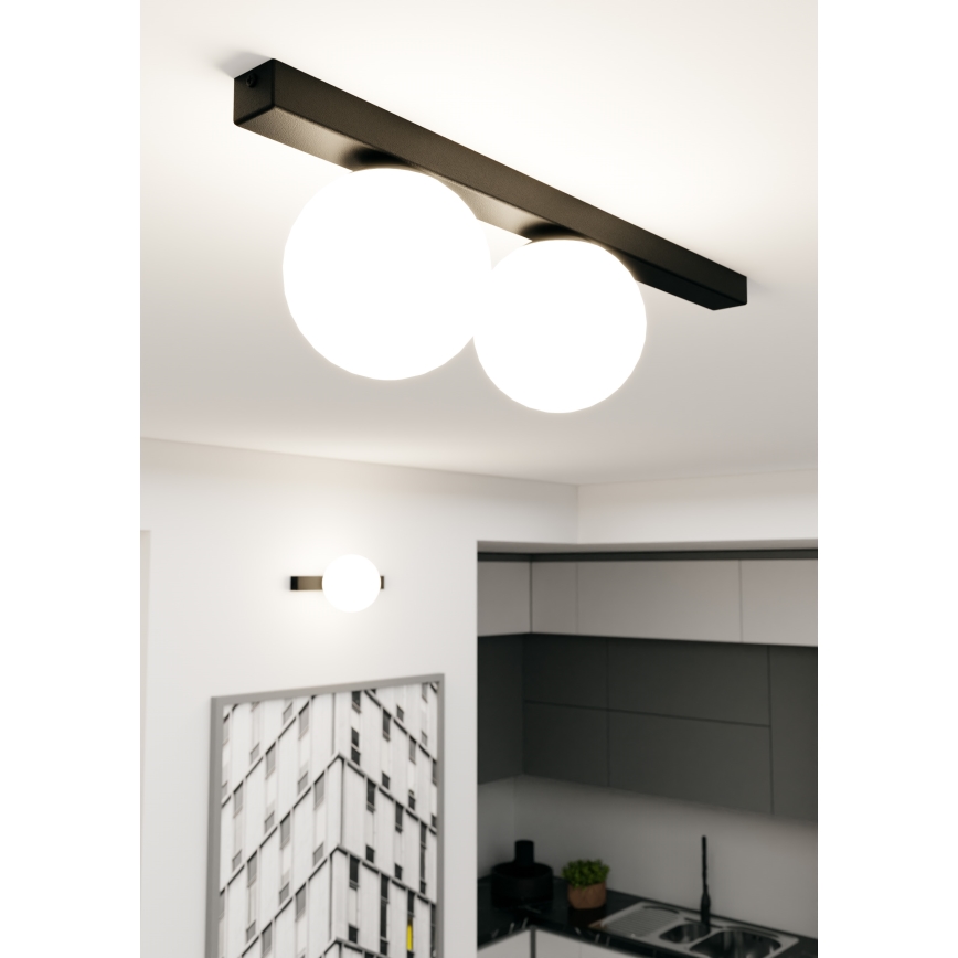 Плафон FIT 2xE14/10W/230V черен/бял
