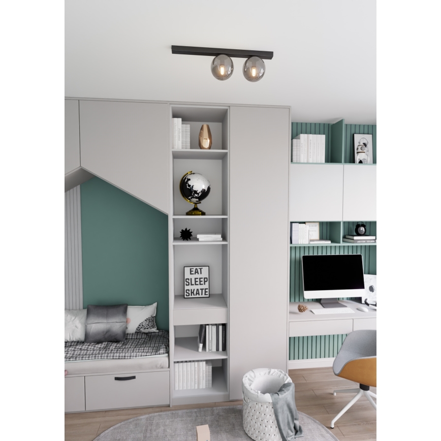 Плафон FIT 2xE14/10W/230V черен/сив