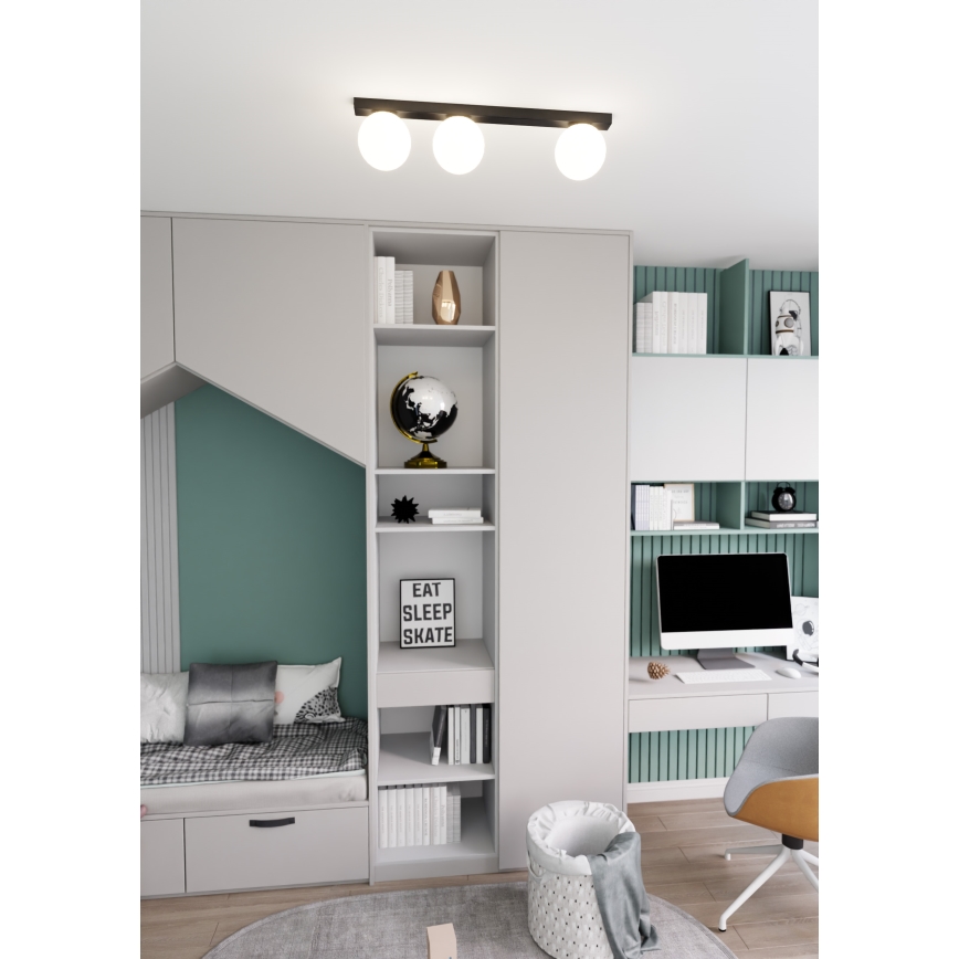 Плафон FIT 3xE14/10W/230V черен/бял