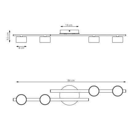 Плафон FRAGMENT 4xGX53/12W/230V черен
