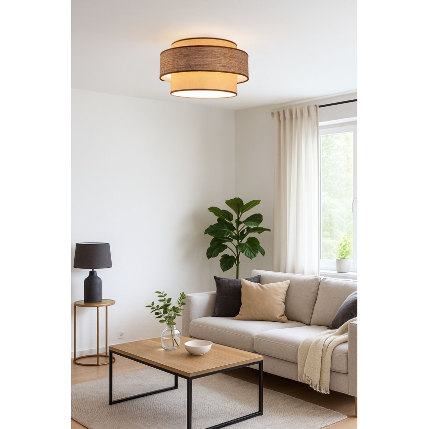Плафон GRACE 1xE27/60W/230V бежов/кафяв