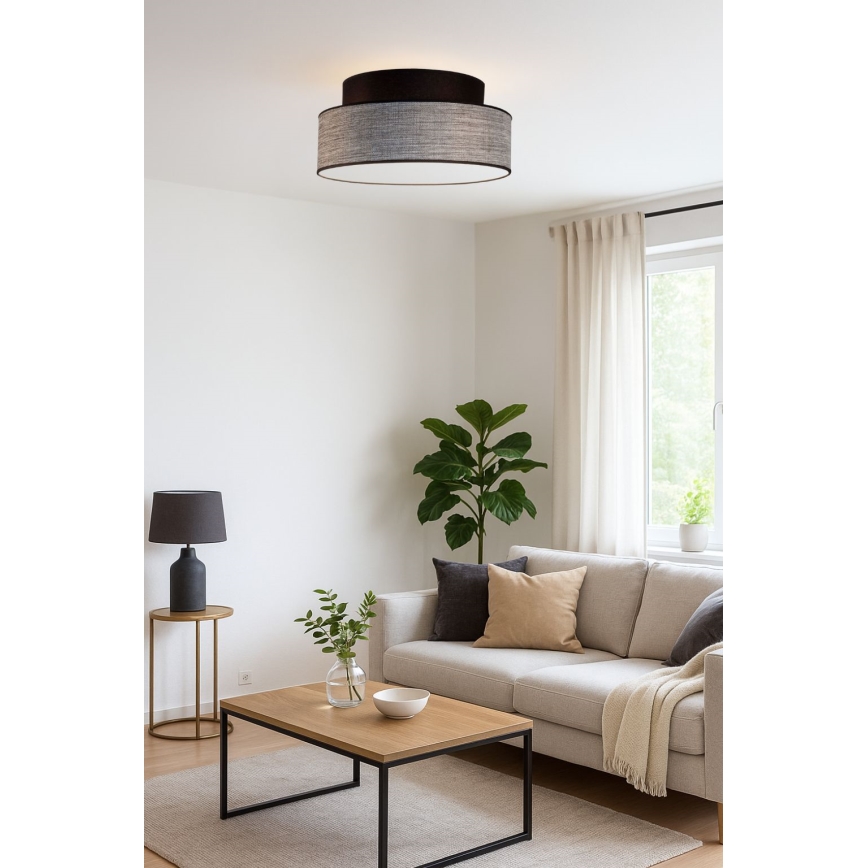 Плафон GRACE 1xE27/60W/230V черен/сив