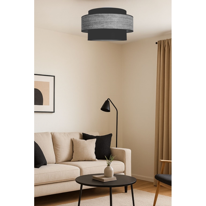 Плафон GRACE 1xE27/60W/230V черен/сив