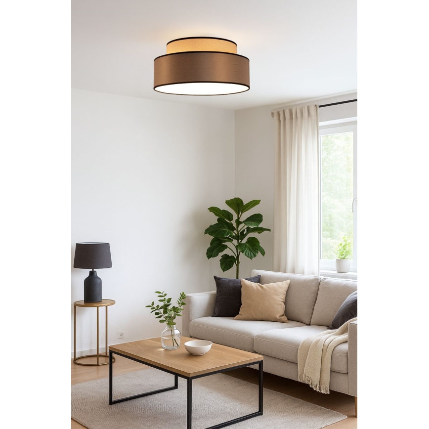 Плафон GRACE 1xE27/60W/230V Ø 40 см бежов/кафяв