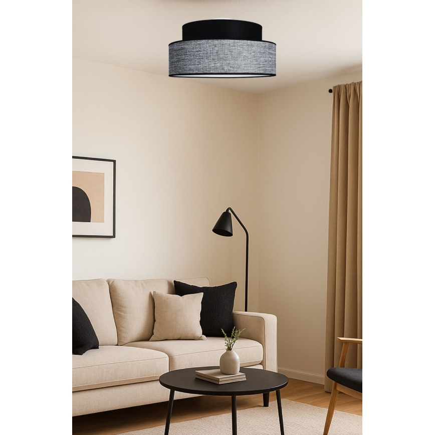 Плафон GRACE 1xE27/60W/230V Ø 40 см черен/сив