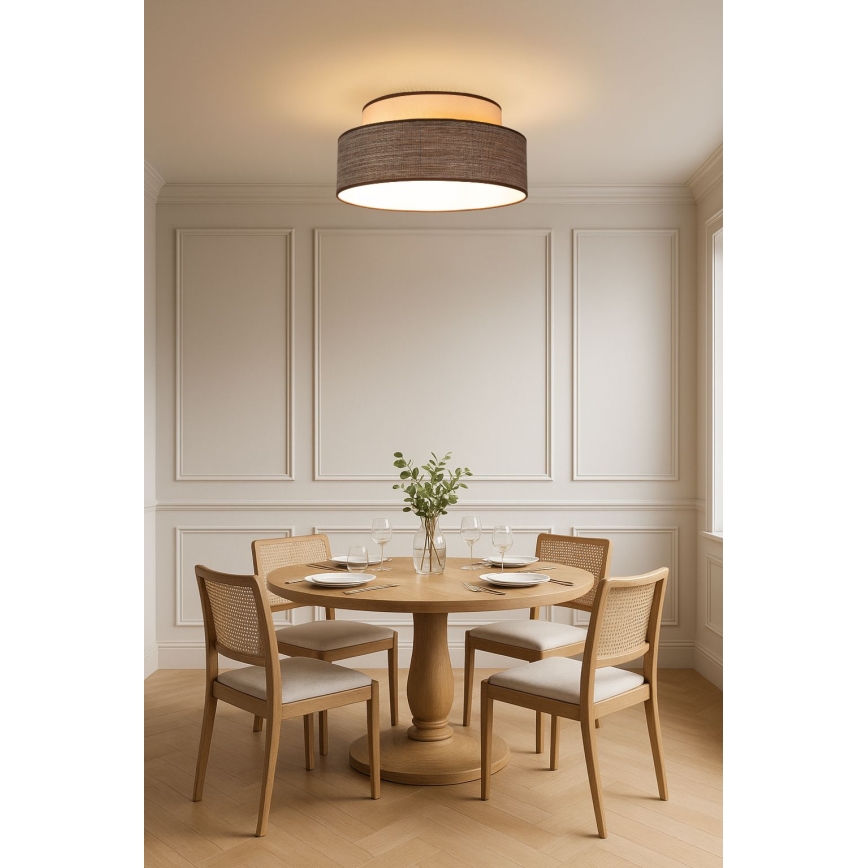 Плафон GRACE 1xE27/60W/230V Ø 40 см кремав/кафяв
