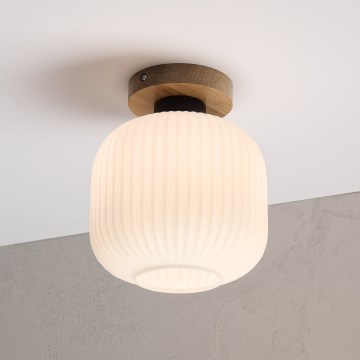 Плафон HARMA WOOD 1xE27/15W/230V дъб/бял, диаметър 20 см
