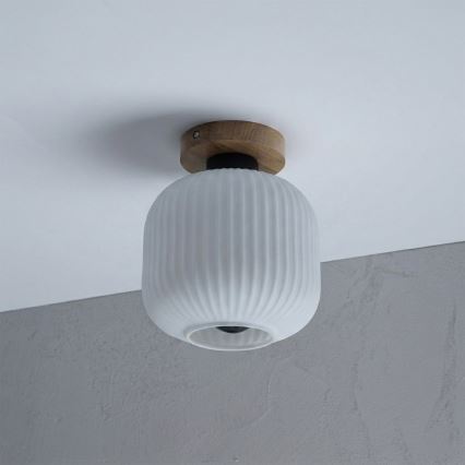 Плафон HARMA WOOD 1xE27/15W/230V дъб/бял, диаметър 20 см