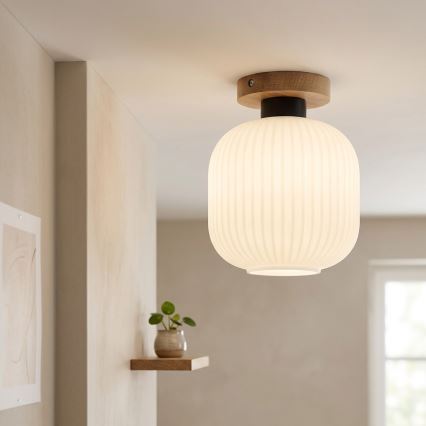 Плафон HARMA WOOD 1xE27/15W/230V дъб/бял, диаметър 20 см