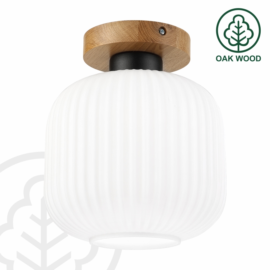 Плафон HARMA WOOD 1xE27/15W/230V дъб/бял, диаметър 20 см
