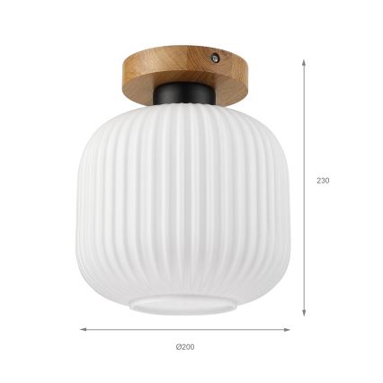 Плафон HARMA WOOD 1xE27/15W/230V дъб/бял, диаметър 20 см